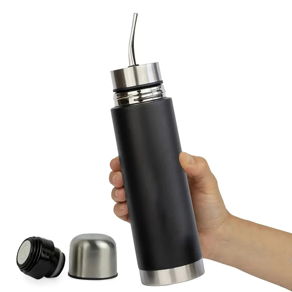 Termo Mate "Auto-Cebante" 2 en 1 Inoxidable (Con Bombilla Integrada) Madys