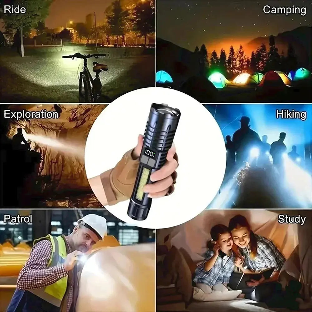 Linterna LED Recargable con Luz Lateral — Camping, Senderismo y Emergencias - Madys